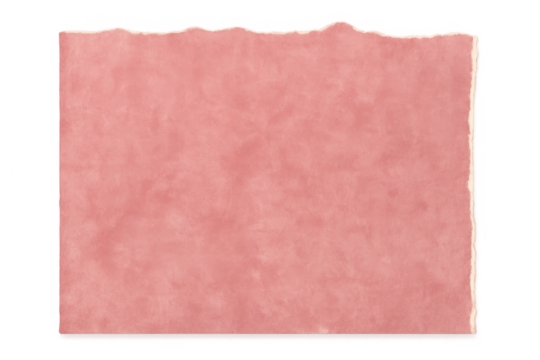 Pink torn paper with distressed edges and textured surface against a transparent background creating a scrapbook element overlay