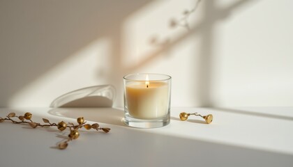 limited edition: clean white background, minimal shadow: wax melt set with remote control dimmer, minimalist modern design, made of acrylic, complemented by accented with brass bells