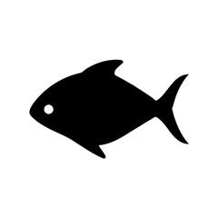 Obraz premium Minimalist black fish icon with small white eye detail