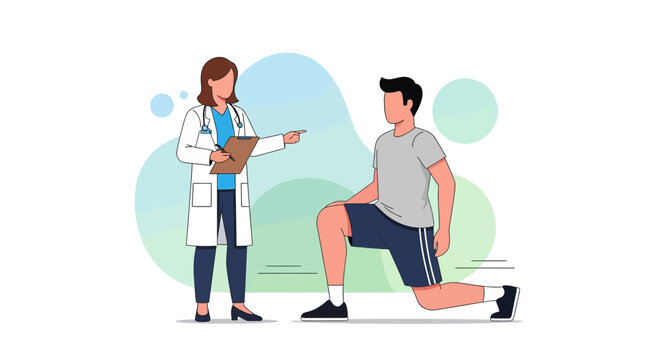 Medical Professional Guides Patient In Exercise Routine For Physical Therapy and Rehabilitation