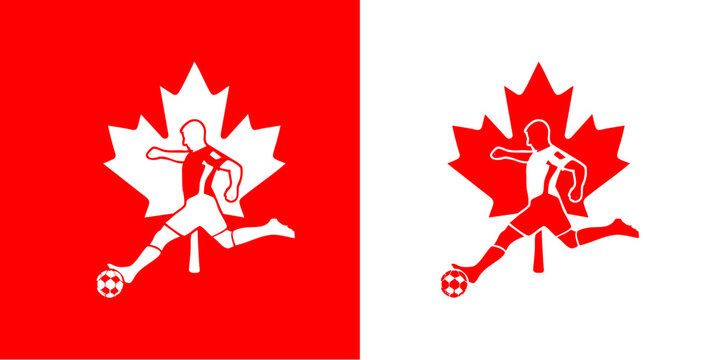 Canadian football emblem featuring athlete and maple leaf for modern national sports identity and team branding