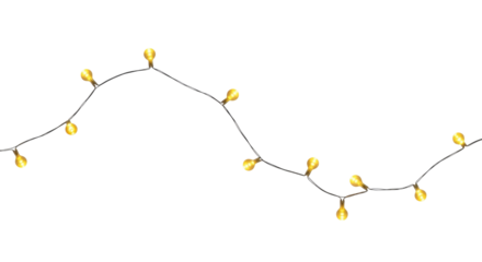 String of yellow led lights transparent background cutout png