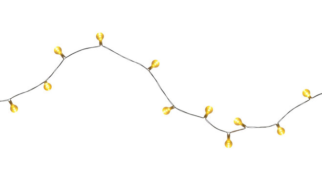 String of yellow led lights transparent background cutout png
