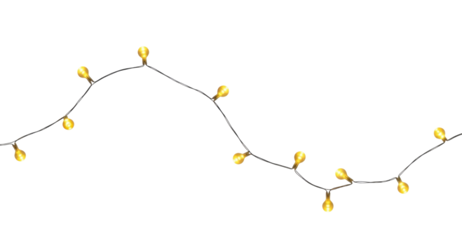 String of yellow led lights transparent background cutout png - Powered by Adobe