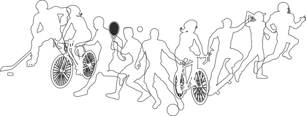 Sports Active Fitness Sport Silhouette People Set