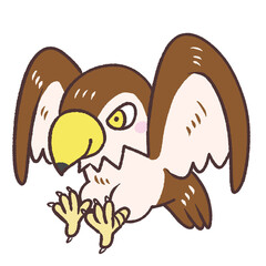 可愛い鷹が飛んでいるイラスト