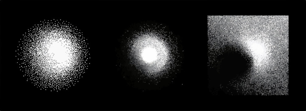 Ilustraci&oacute;n vectorial que muestra tres formas geom&eacute;tricas abstractas brillantes sobre un fondo oscuro, ideal para dise&ntilde;o gr&aacute;fico y conceptual.