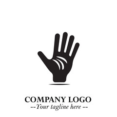 Minimalist Black Hand Logo Symbol on White Background in Clean Modern Silhouette Style