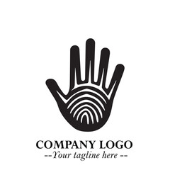 Minimalist Black Hand Logo Symbol on White Background in Clean Modern Silhouette Style
