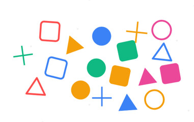 Geometric Design with Colorful Shapes on White Background