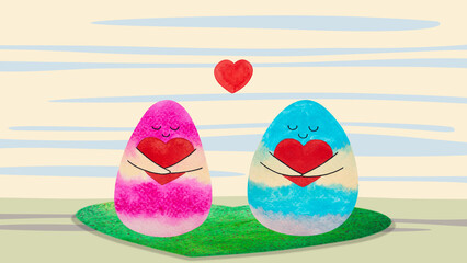 self love space of love together mind mental health spiritual heal warm romantic happy heart hug care positive art design illustration watercolor painting cartoon relationship couple symbol valentine