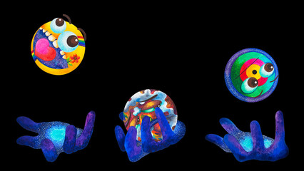 truth of life happy suffering neutral 3 feeling face consciousness handle mind health heal mental abstract spiritual psychology therapy art design illustration watercolor painting cartoon expression