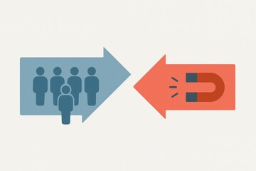 Visualizing the transformation of audience engagement into effective attraction through magnetism and representation highlighting modern marketing strategies