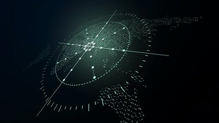 Futuristic rotating compass shows digital world navigation and earth direction - Powered by Adobe