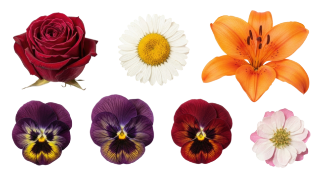 Collection of flowers transparent background cutout png