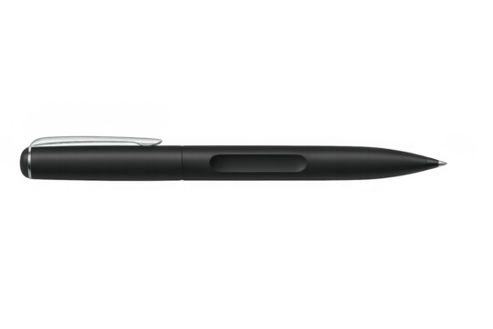 Digital graphics pen for creative design, a black stylus tool for tablet drawing and illustrating, transparent background