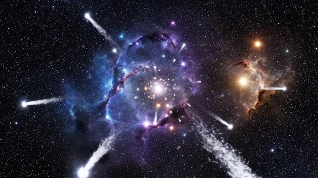 Vibrant nebula formation in deep space cosmic cloud and stellar phenomena