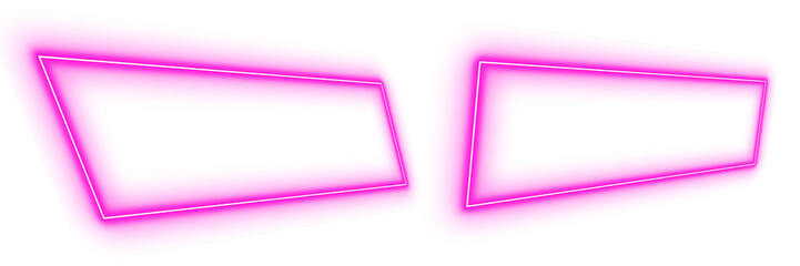Pink frame style perspective lines set neon lights colorful shaped object elements isolated on white background