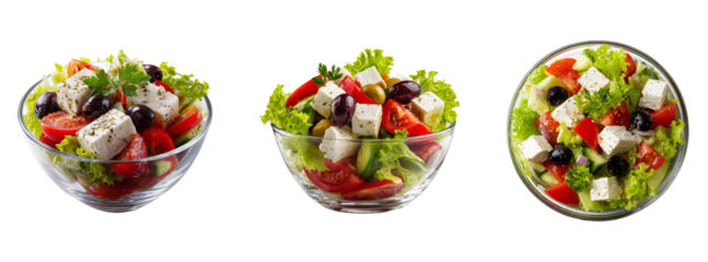 Greek Salad in Glass Bowls