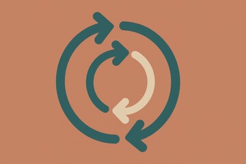 Abstract illustration of circular arrows symbolizing renewal and transformation with earthy tones emphasizing environmental sustainability and conscious living