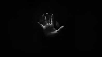 Human Hand with Transparent Effect Against Black Background