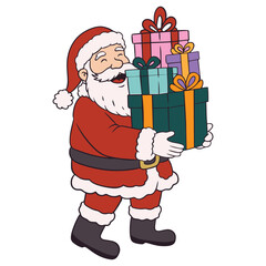 Santa Claus Carrying Christmas Gifts Illustration