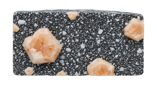 Close up of a rough textured surface with embedded light colored crystalline structures transparent background cutout png - Powered by Adobe