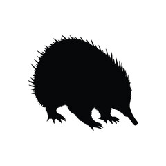 Solid black echidna silhouette vector illustration