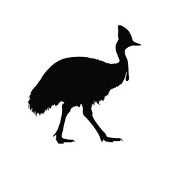 Solid black cassowary silhouette vector illustration