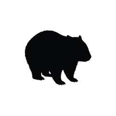 Solid black wombat silhouette vector illustration