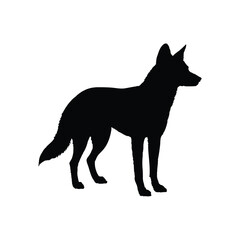 Solid black Australian fox silhouette vector illustration