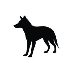 Solid black dingo silhouette vector illustration