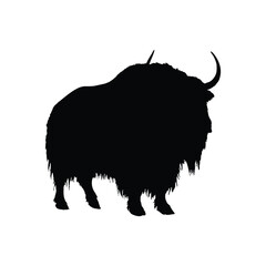 Solid black yak silhouette vector illustration