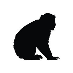 Solid black monkey silhouette vector illustration