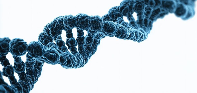 Blue DNA Helix on Light Background. ideal for biology, genetics, and medical research themes. Great for scientific publications, healthcare promotions, and biotech design projects.