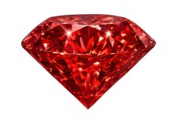 Red ruby gemstone sparkling, a precious valuable jewel displaying luxury, wealth, and elegance, with transparent background