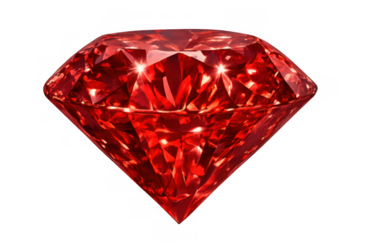 Red ruby gemstone sparkling, a precious valuable jewel displaying luxury, wealth, and elegance, with transparent background