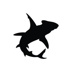 black silhouette of a hammerhead shark