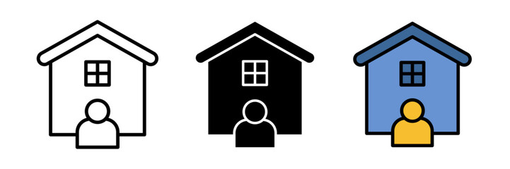 Real estate agent icon in flat vector illustration, designed in outline, filled, and color style. Perfect for representing property consulting.