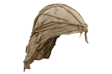 Antique leather aviator helmet isolated on transparent background