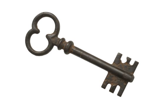 Antique skeleton key isolated on transparent background