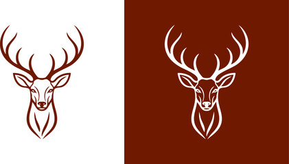 Logo Elegant stylized stag head with impressive antlers, a powerful symbol of wilderness and natural beauty, perfect for branding or decorative purposes