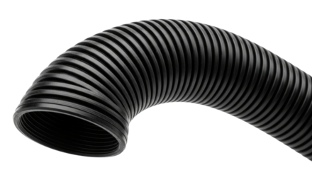 Flexible black corrugated tube transparent background cutout png