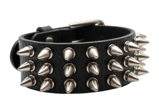 Spiked leather wristband transparent background cutout png - Powered by Adobe