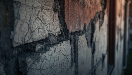Cracked and Peeling Paint on Weathered Exterior Wall Surface