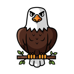 Bald eagle perched on branch illustration