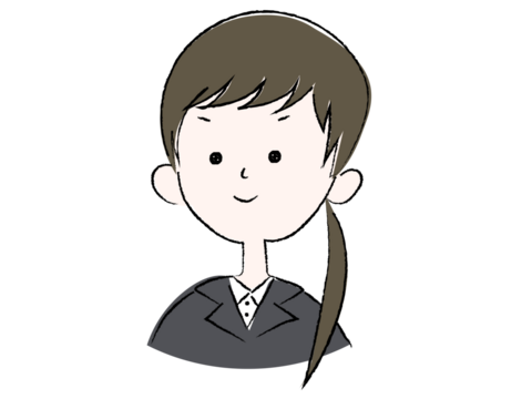 スーツを着た女性のイラスト ロング　前髪あり　就活　就職活動　新卒　リクルートスーツ
