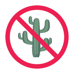 No cactus sign vector icon
