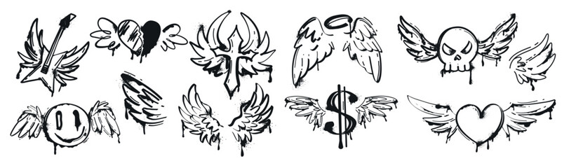 A Collection of Winged Graffiti Art Pieces, Artistic Style