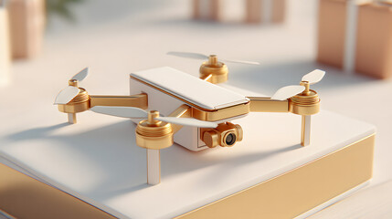 A close-up shot of a modern drone, showcasing its sleek design and advanced features, ready for flight. Perfect for showcasing technology and innovation.